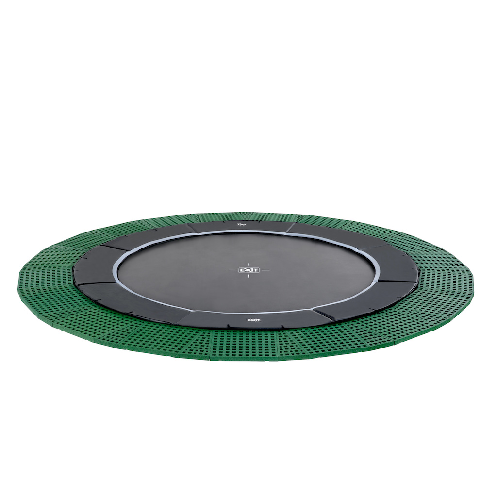 EXIT Dynamic groundlevel trampoline diameter 427cm met Freezone veiligheidstegels - zwart
