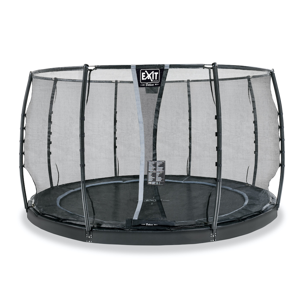EXIT Dynamic groundlevel trampoline ø366cm met veiligheidsnet- zwart