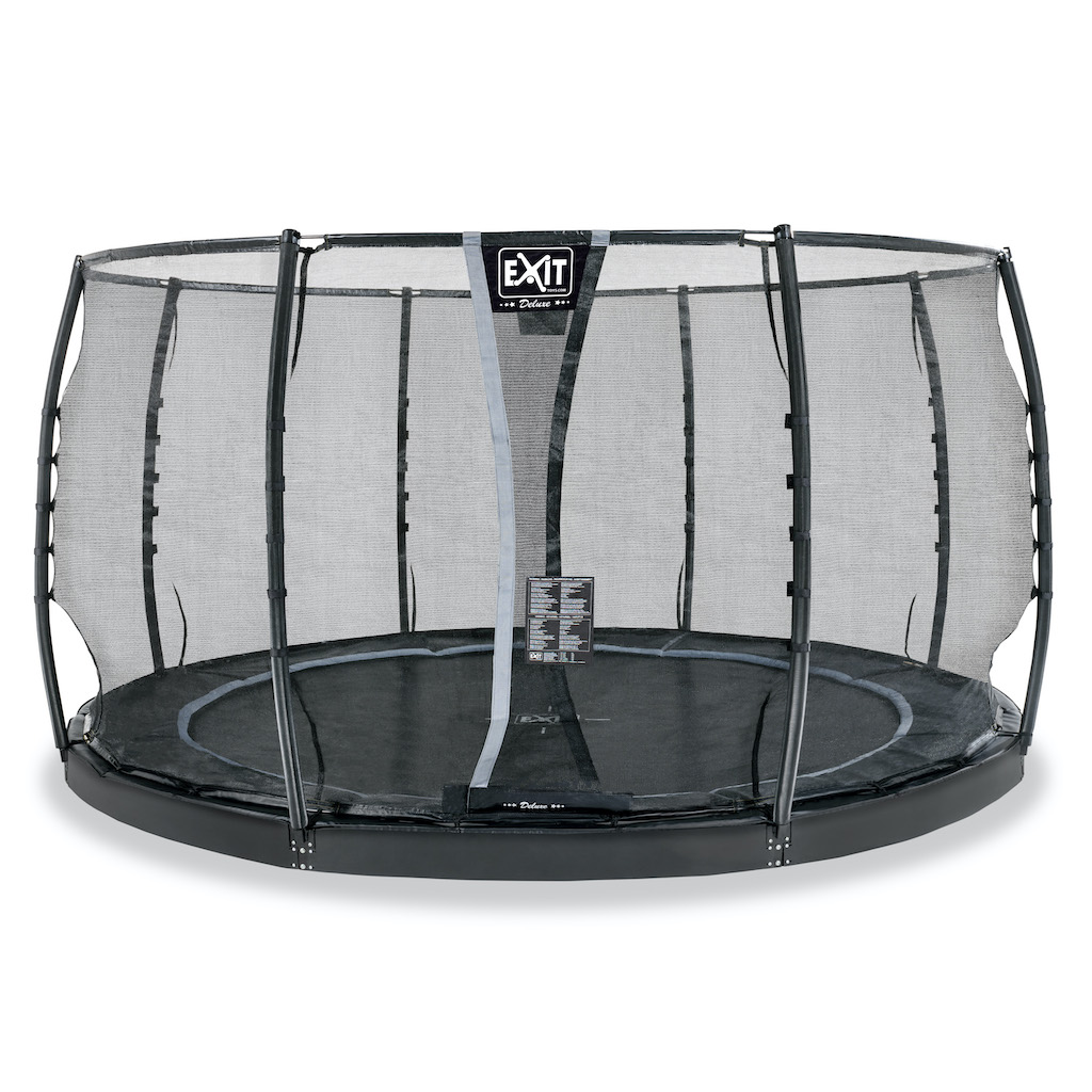 EXIT Dynamic groundlevel trampoline ø427cm met veiligheidsnet- zwart