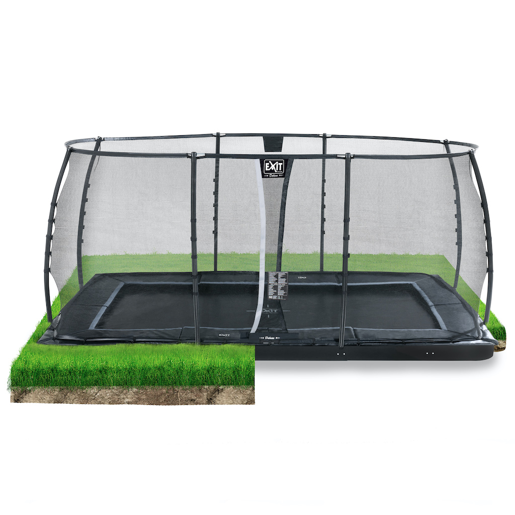 EXIT Trampoline dynamique au sol 305x519cm avec filet de sécurité - noir