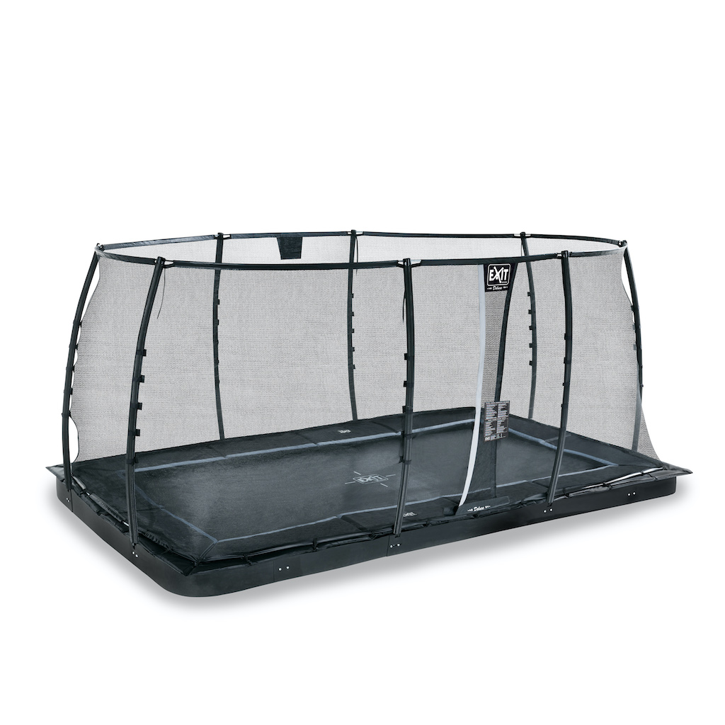 EXIT Dynamic groundlevel trampoline 305x519cm met veiligheidsnet- zwart