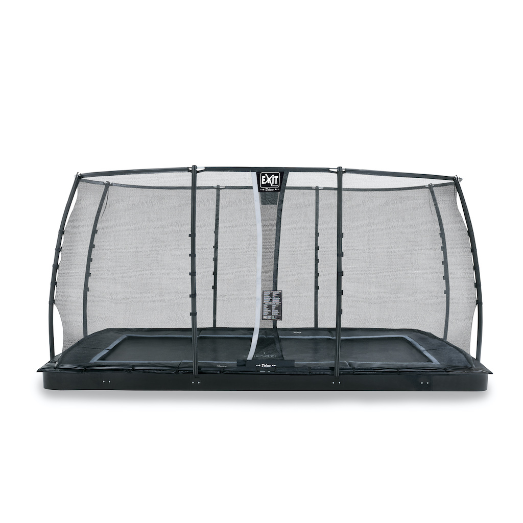 EXIT Dynamic groundlevel trampoline 244x427cm met veiligheidsnet- zwart