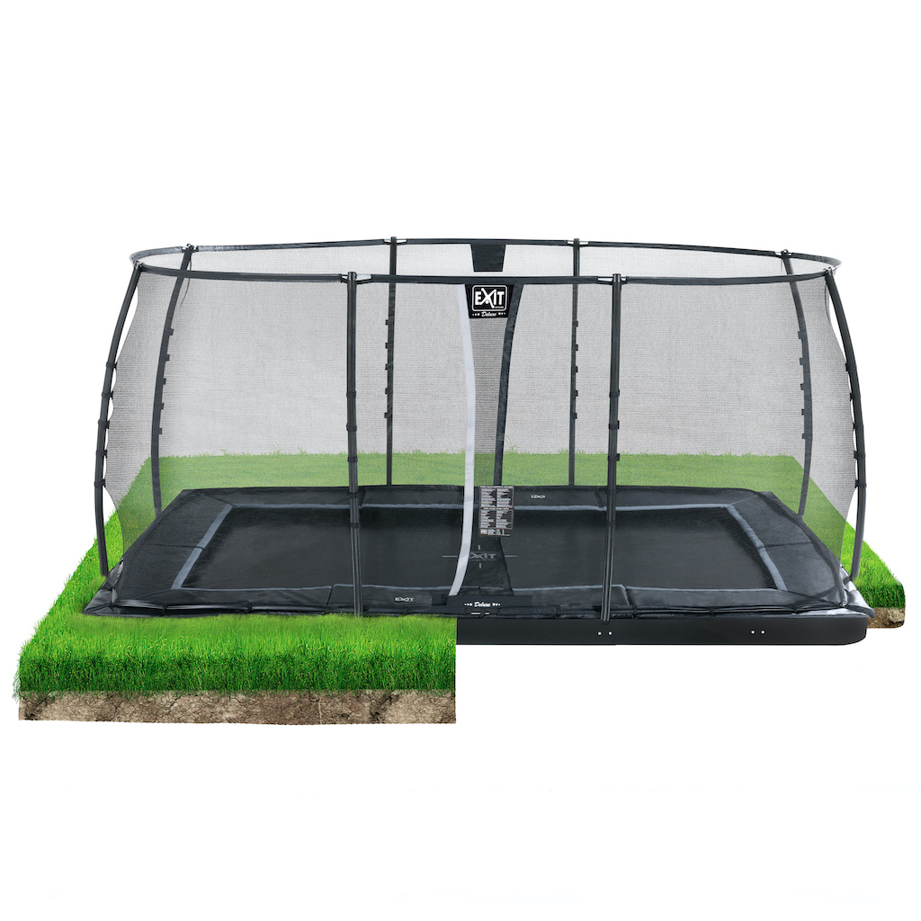 EXIT Trampoline dynamique au sol 275x458cm avec filet de sécurité - noir