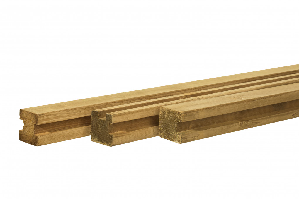 P&ocirc;le | Pin | poteau de tranch&eacute;e 8,8 x 8,8 x 270 cm | pour planches profil&eacute;es de 28 mm | poste interm&eacute;diaire | Poteau carr&eacute; ?| Plan&eacute; | vert impr&eacute;gn&eacute; |