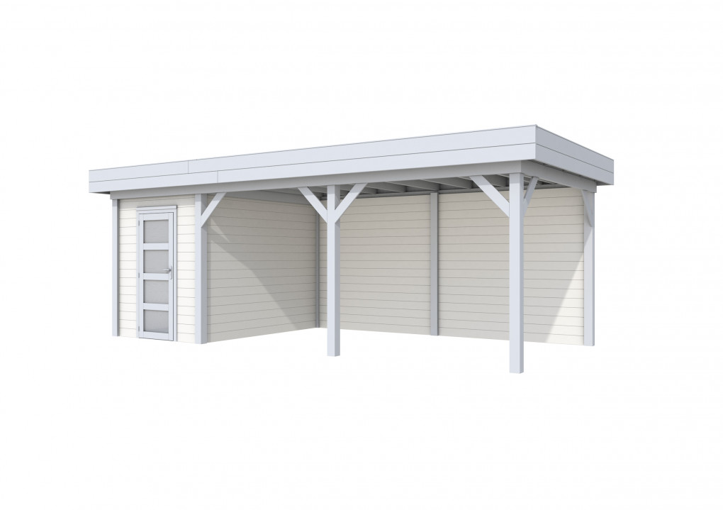 Maisons de jardin | feu | Busard Topvision, 200 x 300 | auvent 500 cm | murs blancs | pi&egrave;tement gris clair
