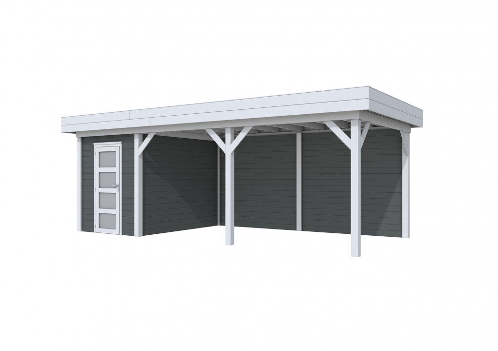 Maisons de jardin | feu | Busard Topvision, 200 x 300 | auvent 500 cm | murs anthracite | pi&egrave;tement gris clair
