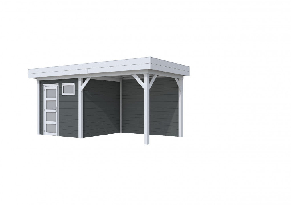 Maisons de jardin | feu | Topvision M&eacute;sange hupp&eacute;e, 250 x 250 cm | auvent 300 cm | murs anthracite | pi&egrave;tement gris clair