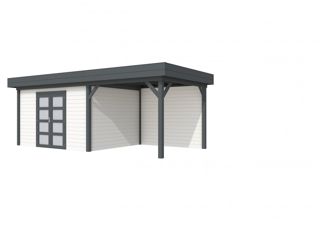 Maisons de jardin | feu | Pintade Topvision, 400 x 300 cm | auvent 300 cm | murs blancs | anthracite de base