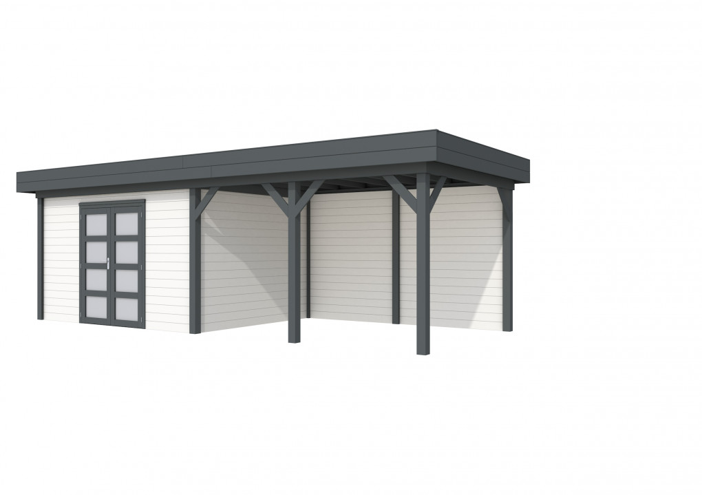 Maisons de jardin | feu | Pintade Topvision, 400 x 300 cm | auvent 400 cm | murs blancs | anthracite de base
