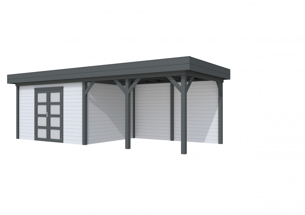 Maisons de jardin | feu | Pintade Topvision, 400 x 300 cm | auvent 400 cm | murs gris clair | anthracite de base