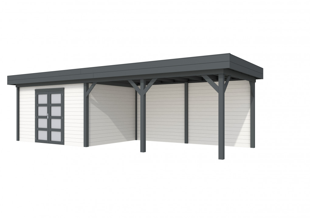 Maisons de jardin | feu | Pintade Topvision, 400 x 300 cm | auvent 500 cm | murs blancs | anthracite de base
