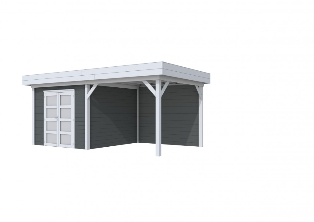 Maisons de jardin | feu | Chouette hulotte Topvision, 300 x 300 | auvent 300 cm | murs anthracite | pi&egrave;tement gris clair