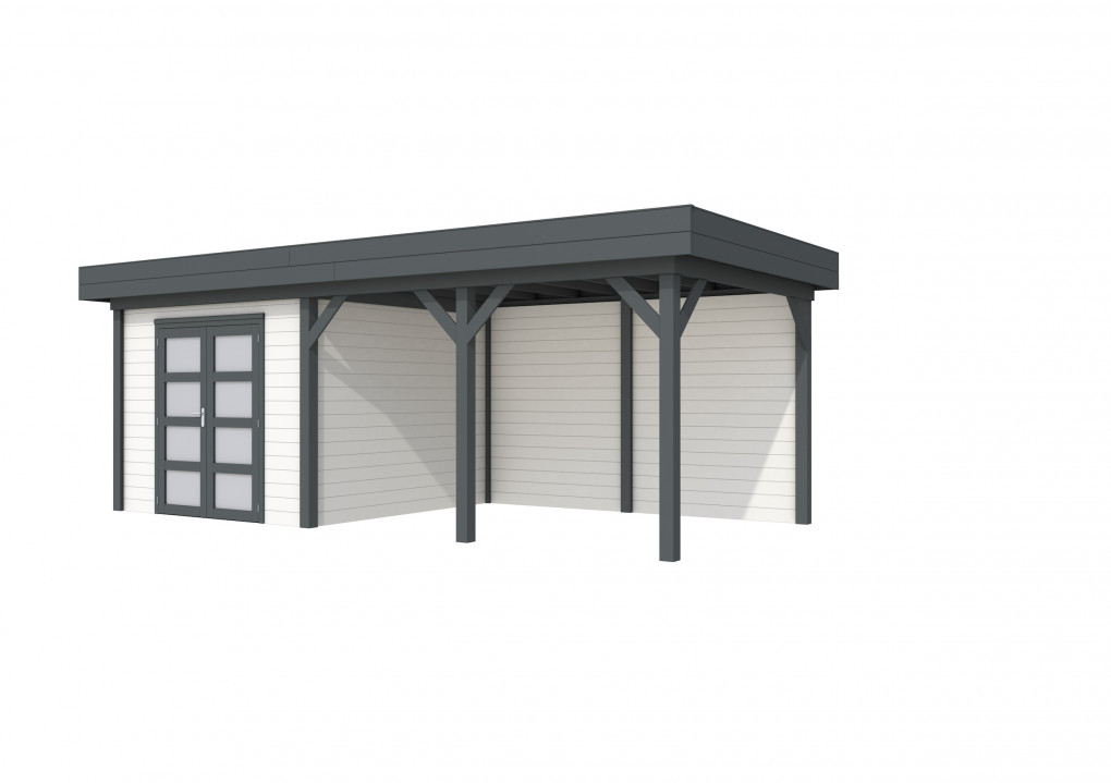 Maisons de jardin | feu | Chouette hulotte Topvision, 300 x 300 | auvent 400 cm | murs blancs | anthracite de base