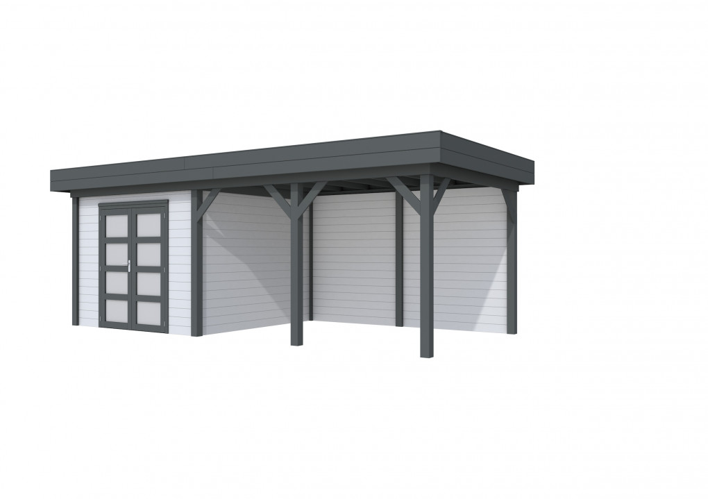 Maisons de jardin | feu | Chouette hulotte Topvision, 300 x 300 | auvent 400 cm | murs gris clair | anthracite de base