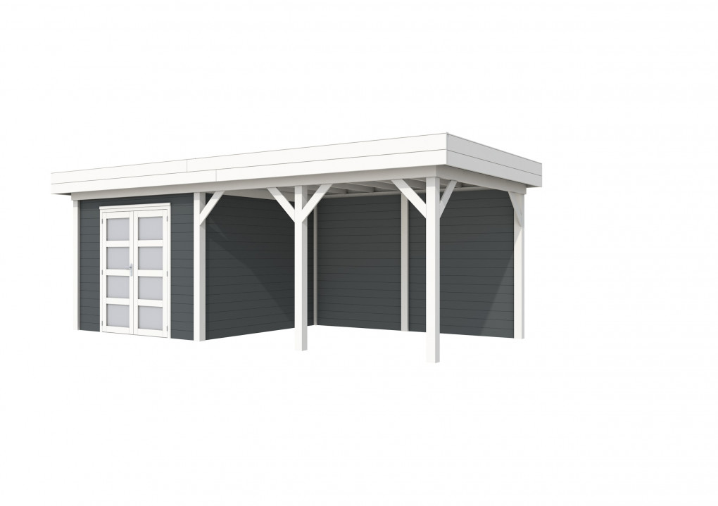 Maisons de jardin | feu | Chouette hulotte Topvision, 300 x 300 | auvent 400 cm | murs anthracite | blanc de base
