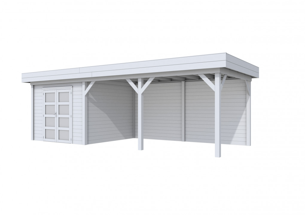Maisons de jardin | feu | Chouette hulotte Topvision, 300 x 300 | auvent 500 cm | gris clair pulv&eacute;ris&eacute;