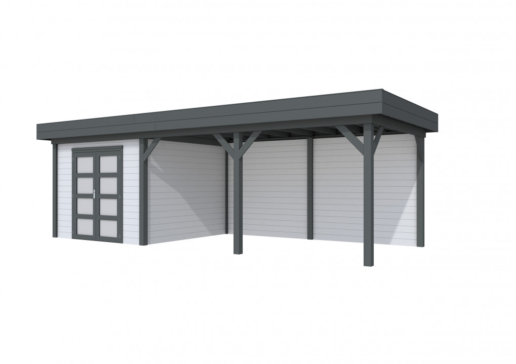 Maisons de jardin | feu | Chouette hulotte Topvision, 300 x 300 | auvent 500 cm | murs gris clair | anthracite de base