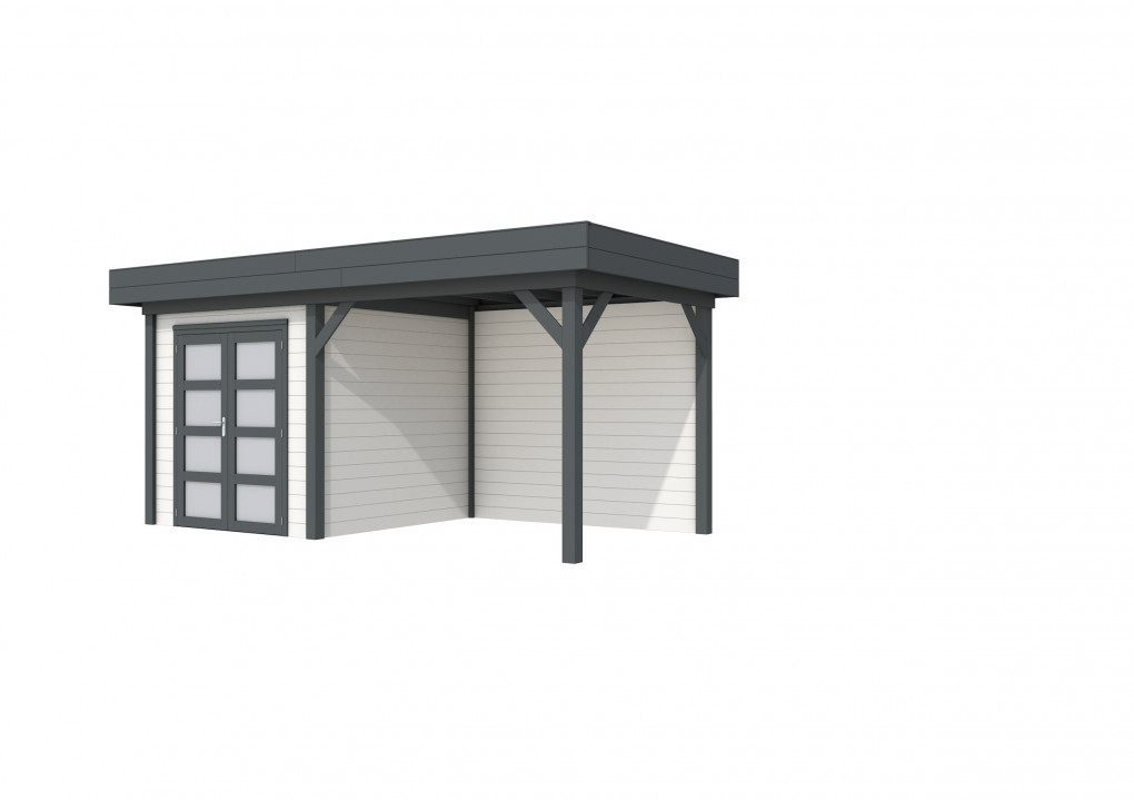 Maisons de jardin | feu | Topvision Kolibri, 250 x 250 cm | auvent 300 cm | murs blancs | anthracite de base