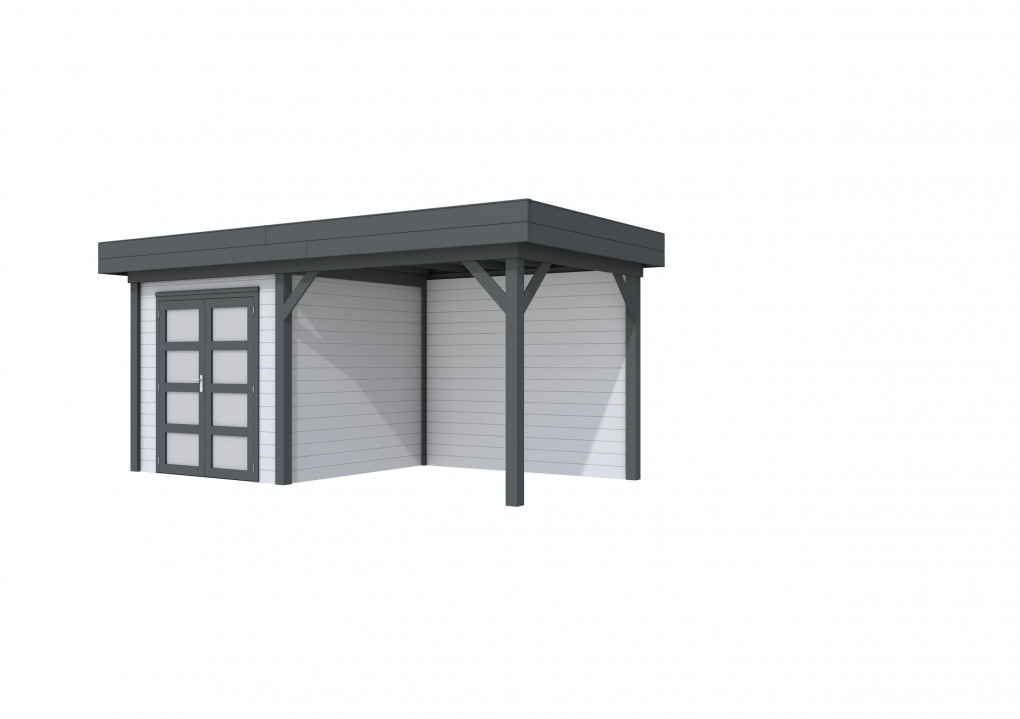 Maisons de jardin | feu | Topvision Kolibri, 250 x 250 cm | auvent 300 cm | murs gris clair | anthracite de base