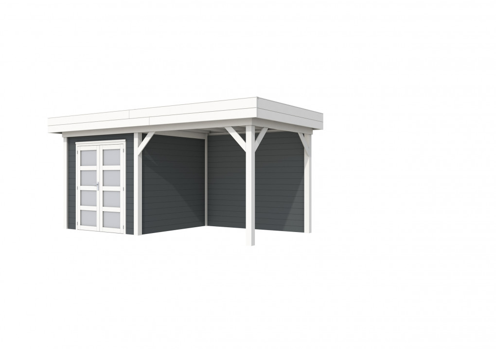 Maisons de jardin | feu | Topvision Kolibri, 250 x 250 cm | auvent 300 cm | murs anthracite | blanc de base