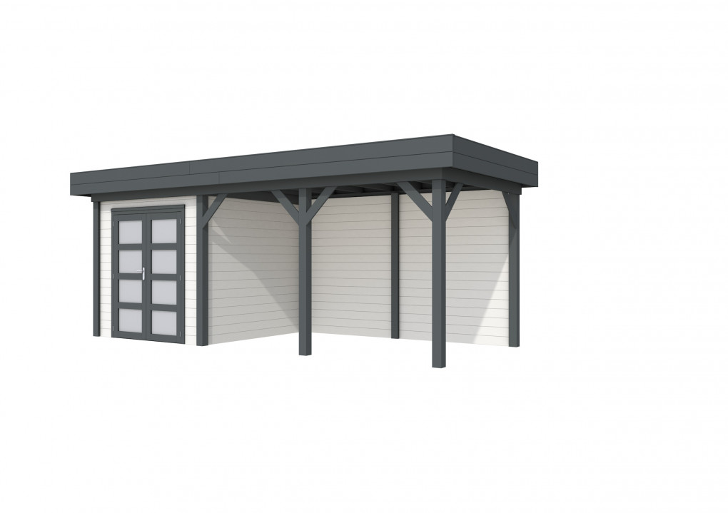 Maisons de jardin | feu | Topvision Kolibri, 250 x 250 cm | auvent 400 cm | murs blancs | anthracite de base