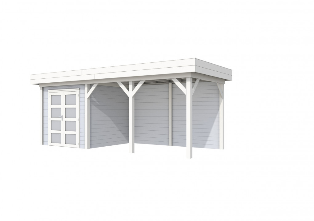 Maisons de jardin | feu | Topvision Kolibri, 250 x 250 cm | auvent 400 cm | murs gris clair | blanc de base