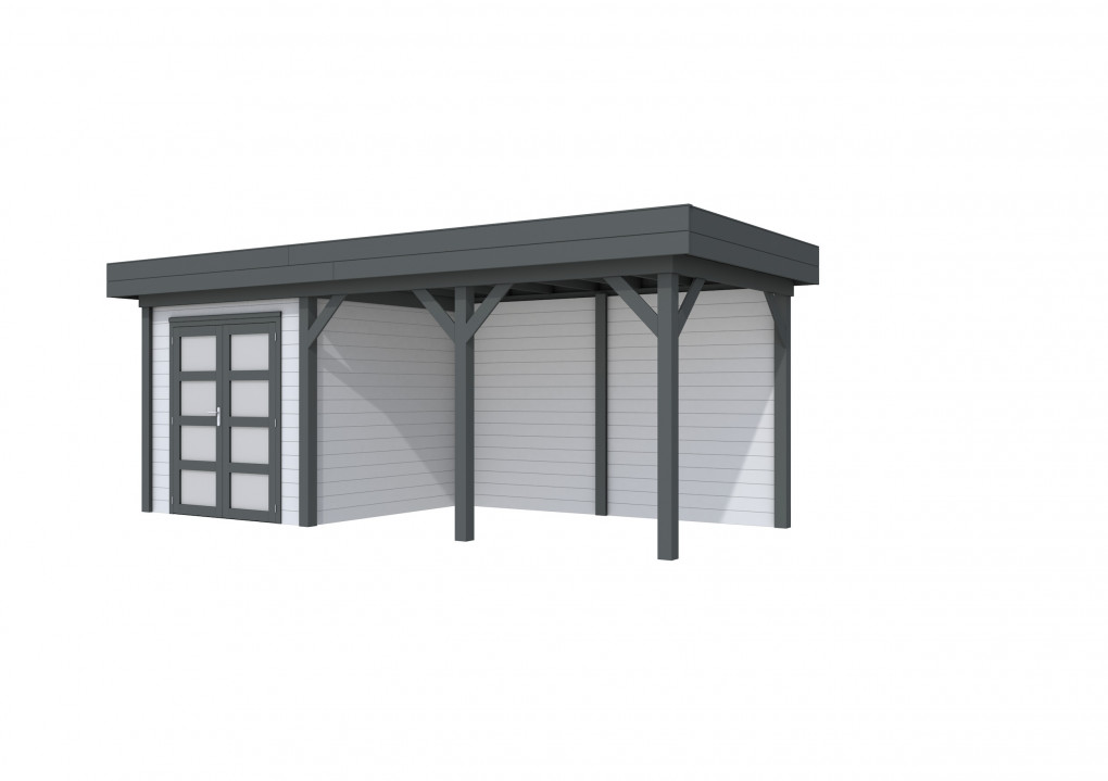 Maisons de jardin | feu | Topvision Kolibri, 250 x 250 cm | auvent 400 cm | murs gris clair | anthracite de base