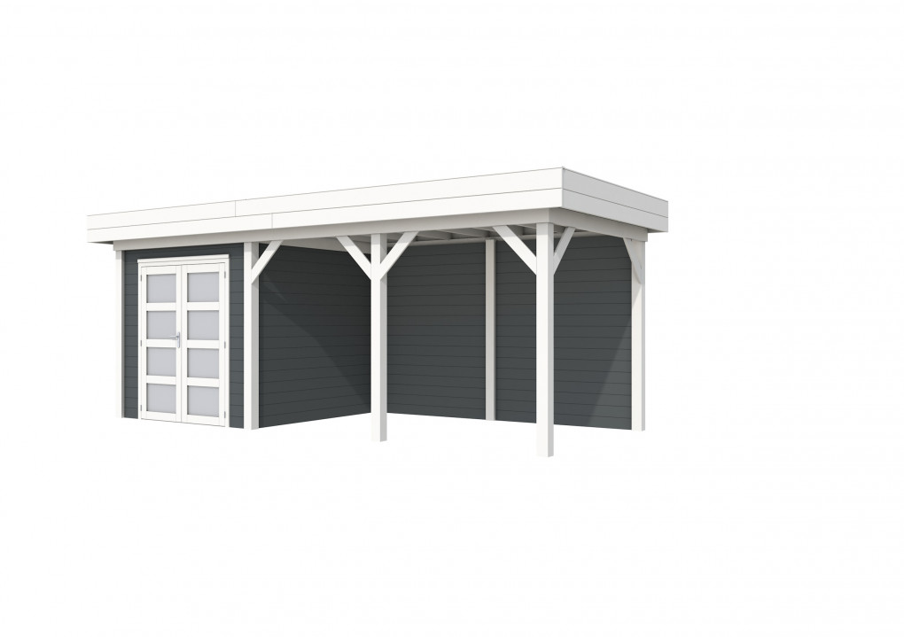 Maisons de jardin | feu | Topvision Kolibri, 250 x 250 cm | auvent 400 cm | murs anthracite | blanc de base