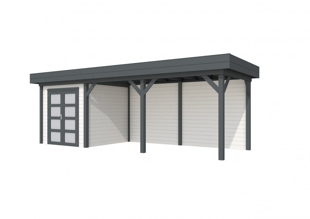 Maisons de jardin | feu | Topvision Kolibri, 250 x 250 cm | auvent 500 cm | murs blancs | anthracite de base