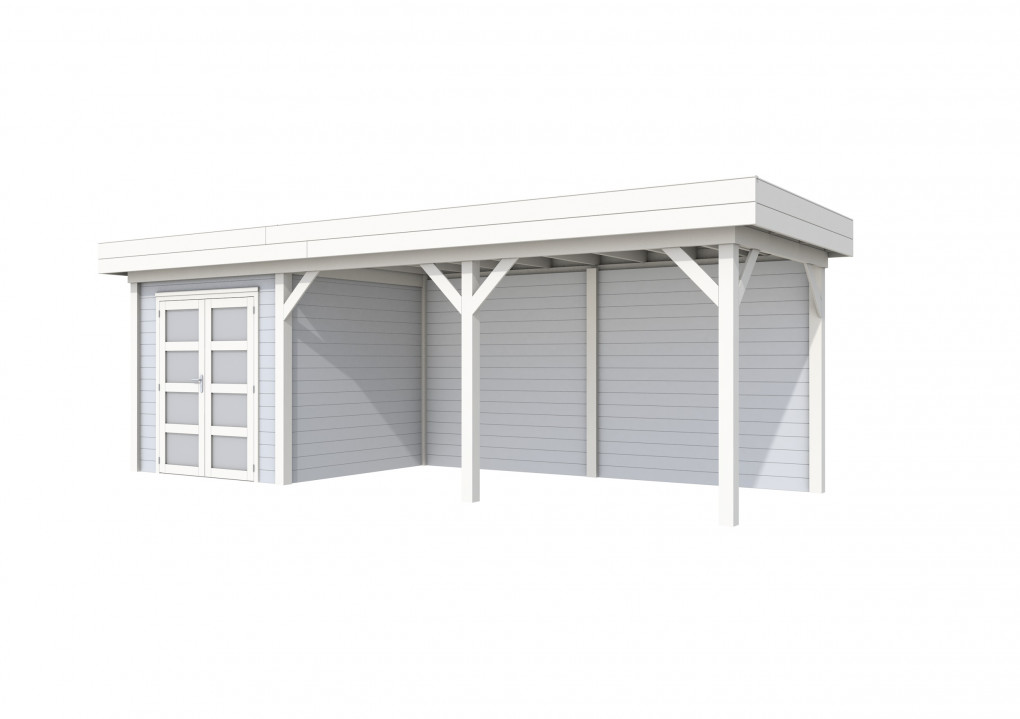 Maisons de jardin | feu | Topvision Kolibri, 250 x 250 cm | auvent 500 cm | murs gris clair | blanc de base