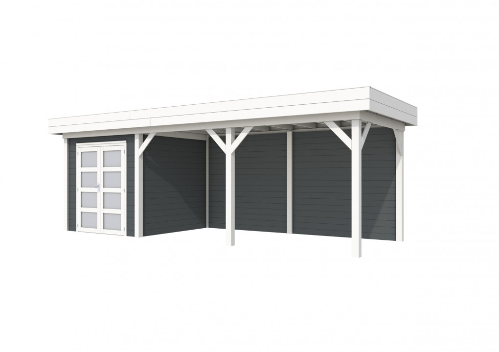 Maisons de jardin | feu | Topvision Kolibri, 250 x 250 cm | auvent 500 cm | murs anthracite | blanc de base