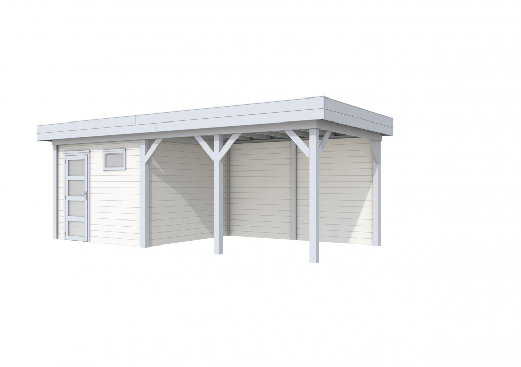 Maisons de jardin | feu | Topvision Traquet motteux, 300 x 300 cm | auvent 400 cm | murs blancs | pi&egrave;tement gris clair