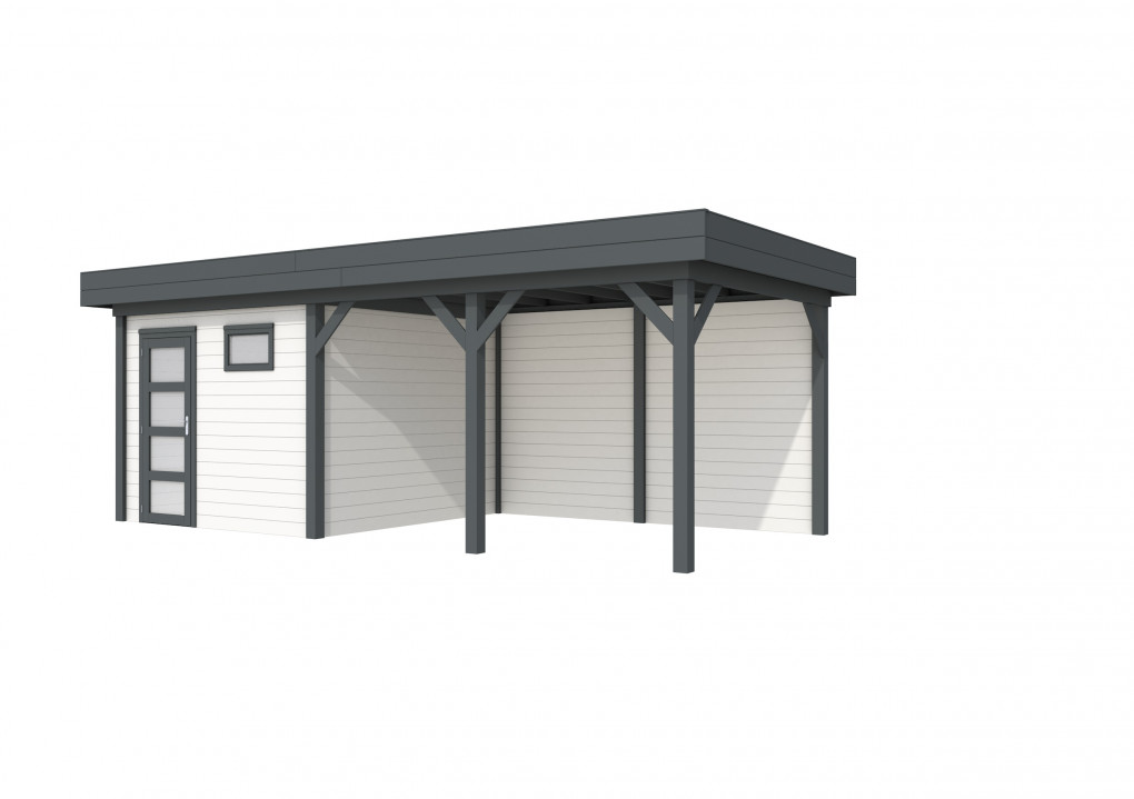 Maisons de jardin | feu | Topvision Traquet motteux, 300 x 300 cm | auvent 400 cm | murs blancs | anthracite de base