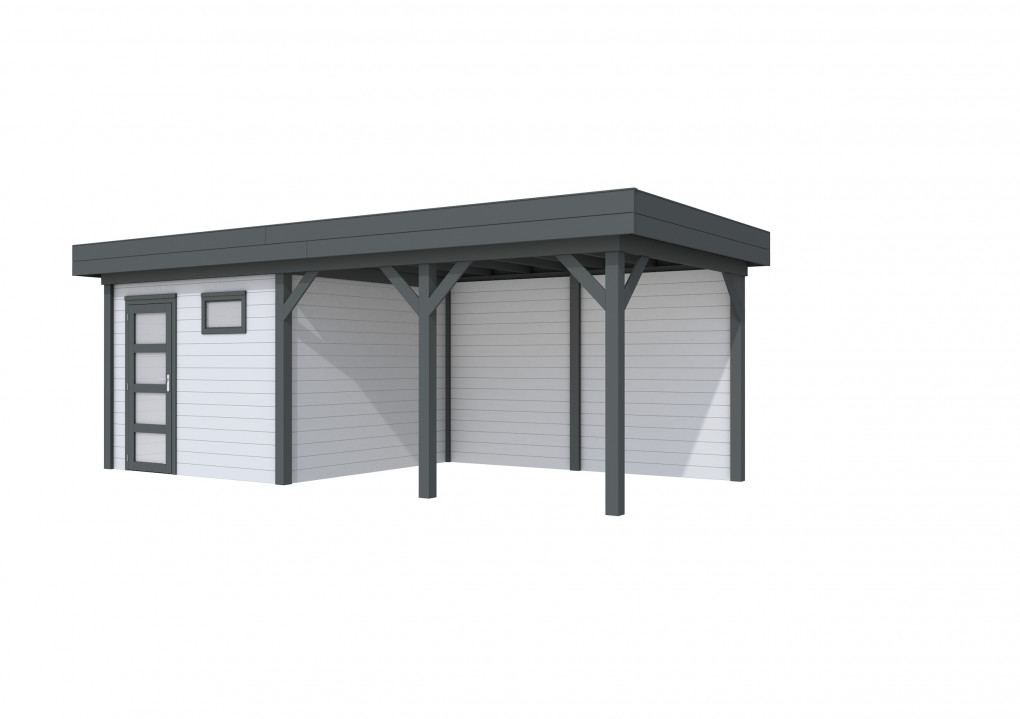 Maisons de jardin | feu | Topvision Traquet motteux, 300 x 300 cm | auvent 400 cm | murs gris clair | anthracite de base