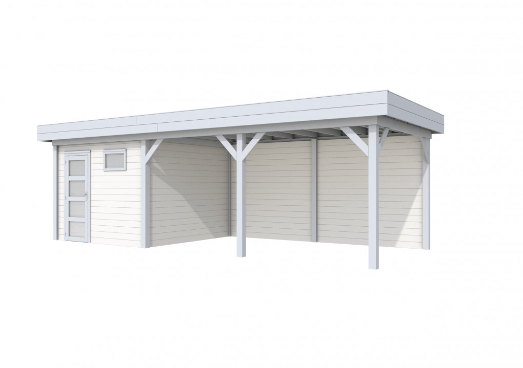 Maisons de jardin | feu | Topvision Traquet motteux, 300 x 300 cm | auvent 500 cm | murs blancs | pi&egrave;tement gris clair