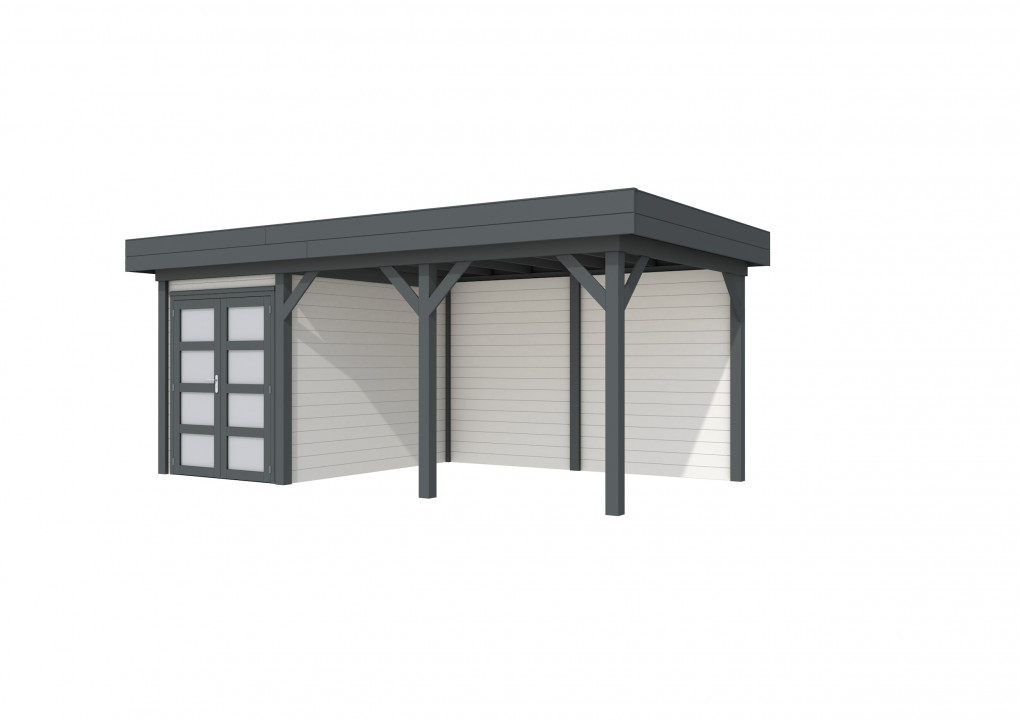 Maisons de jardin | feu | Topvision Hirondelle, 200 x 300 | auvent 400 cm | murs blancs | Anthracite de base | Pulv&eacute;ris&eacute; |