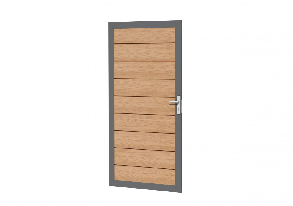 &Eacute;tag&egrave;re pour &eacute;cran | Composite Bois Plastique | Coextrusion composite | 90 ? 183 cm | porte en feuillure avec motif bois | marron clair | Droit |