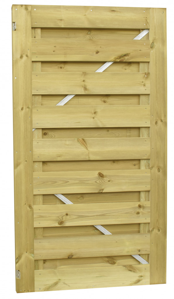 Porte en planches | Pin | Plan&eacute; | cadre en acier r&eacute;glable | 99 ? 179 cm | droite horizontale | vert impr&eacute;gn&eacute;
