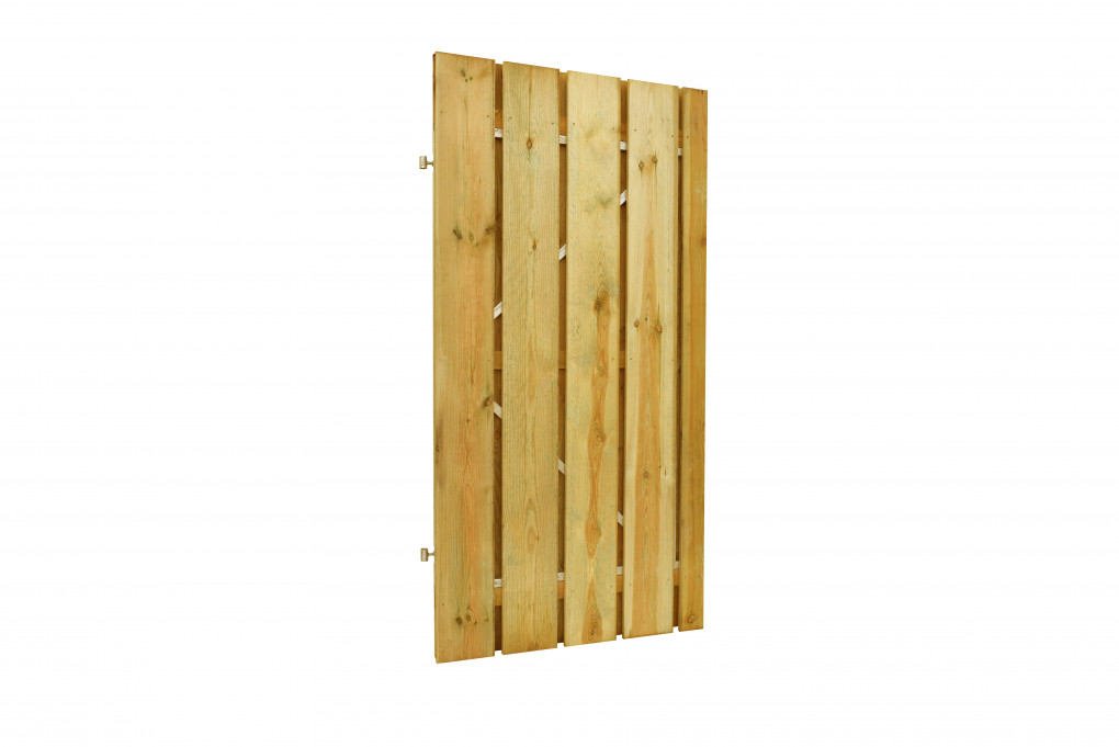 porte en planches | Pin finement sci&eacute; | cadre en acier r&eacute;glable | 100 x 200 cm | droite | vert impr&eacute;gn&eacute;