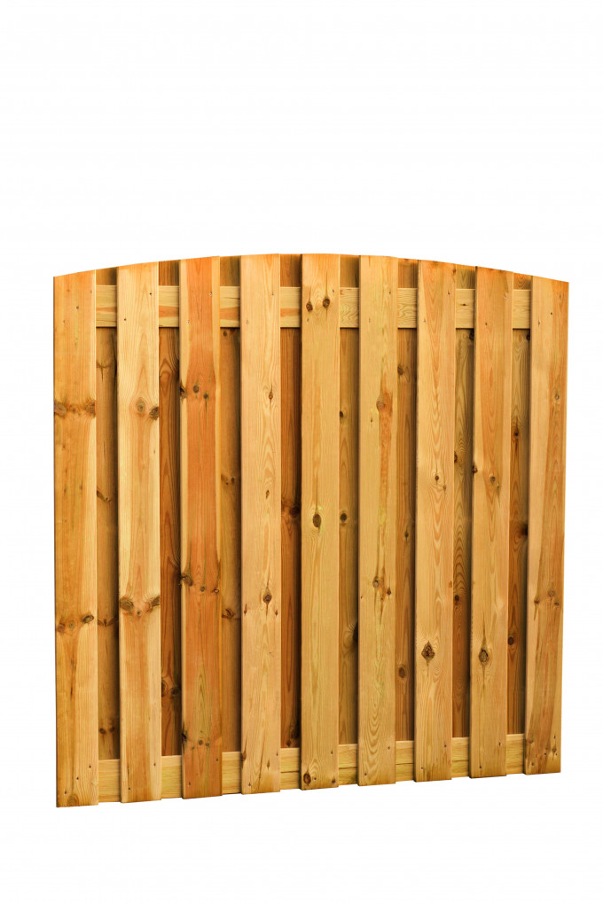 Plankenscherm | Grenen hout | geschaafd | 19 planken van 15 mm | 180 x 180 cm | verticaal toog | groen geïmpregneerd