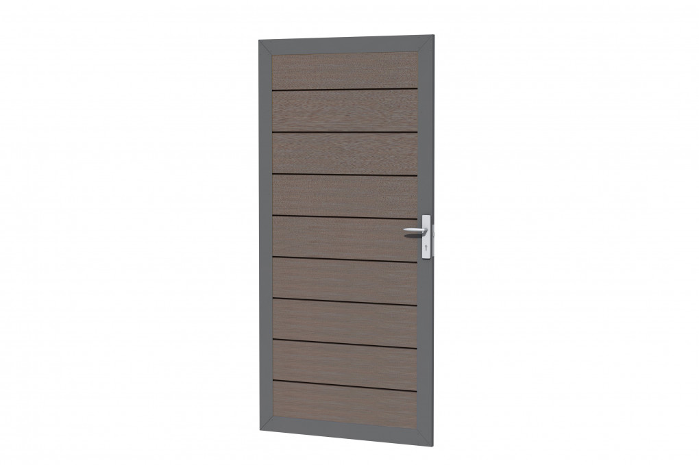 Porte composite | Composite Bois Plastique | cadre en aluminium 90 x 183 cm | Marron | Droit |