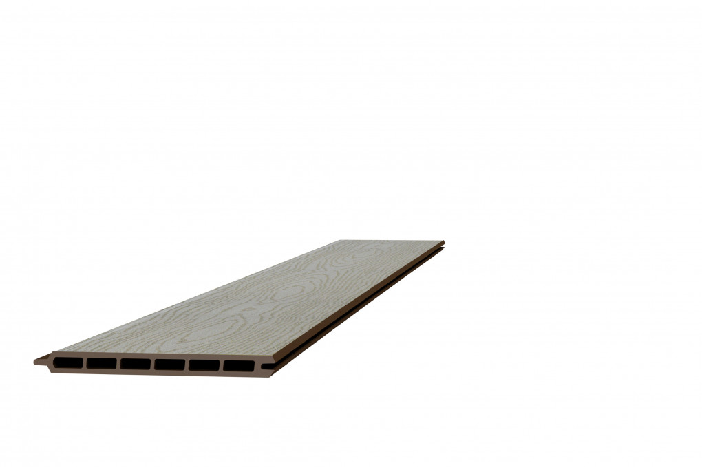 &Eacute;tag&egrave;re &agrave; &eacute;cran composite | Composite Bois Plastique | 2,1 x 19,5 x 180 cm | motif bois | Gris | Languette et rainure |