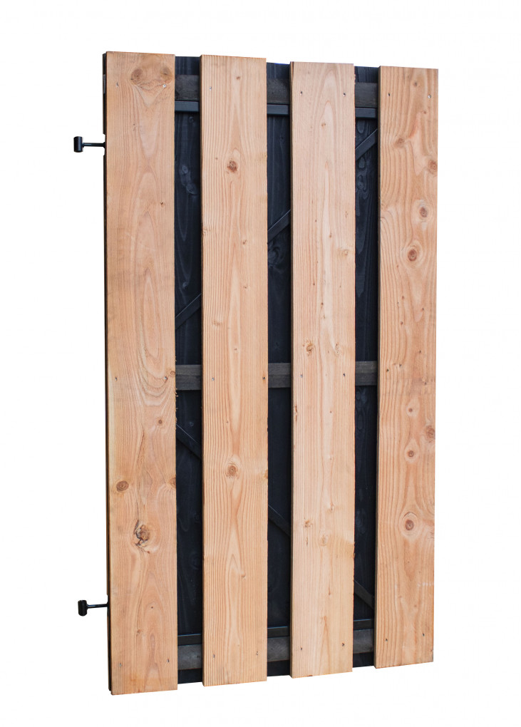 Porte en planches | Douglas | Sciage fin | cadre en acier r&eacute;glable, 16 mm | 100 x 180 cm | Droit | noir/non trait&eacute;