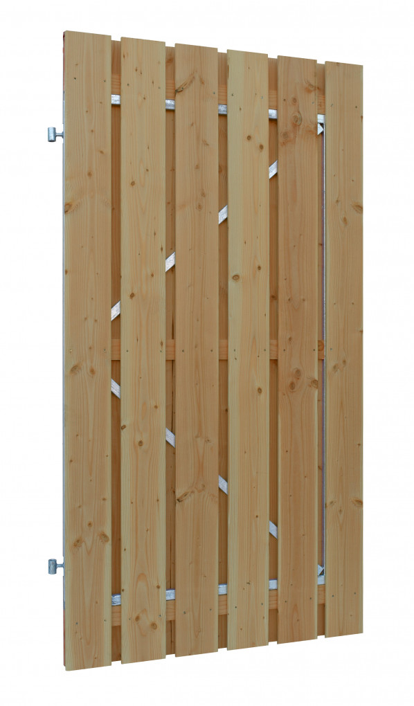 porte en planche | Douglas | rabot&eacute; | cadre en acier r&eacute;glable, 16 mm | 100 x 190 cm | Droit | vert impr&eacute;gn&eacute;