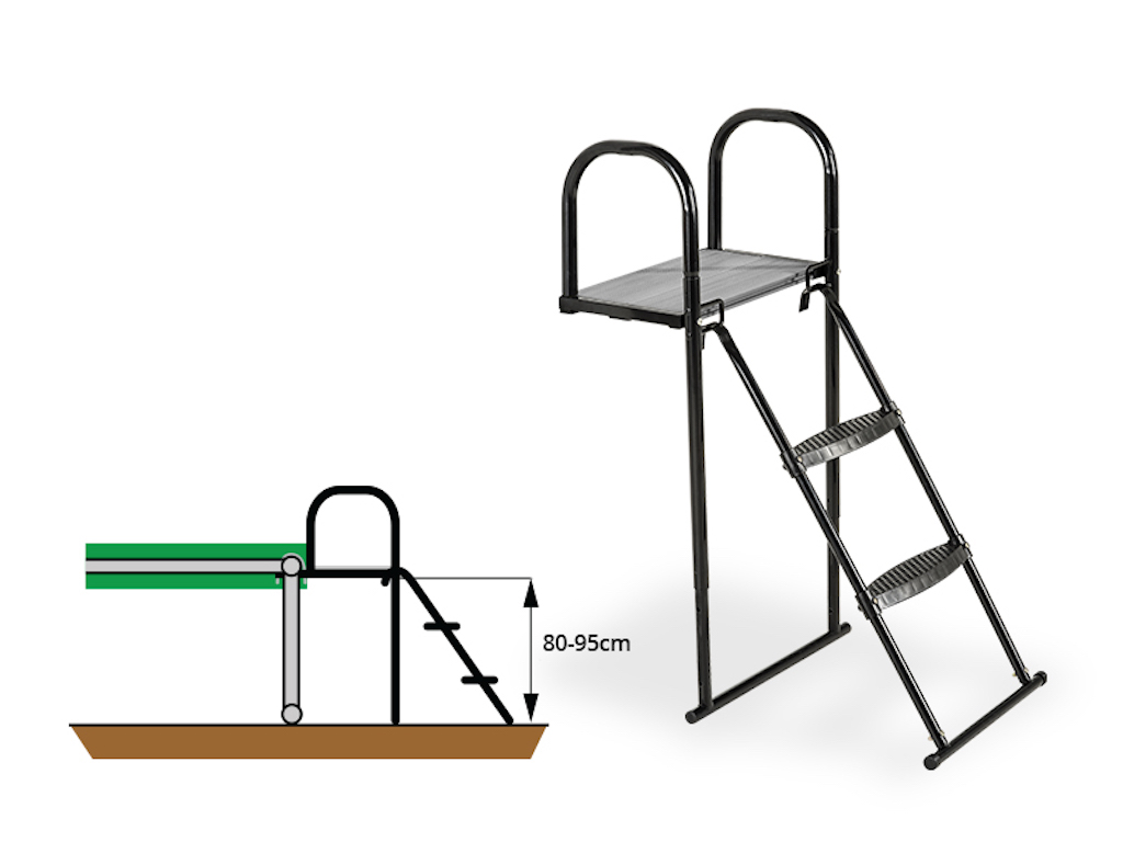 EXIT Plateforme de trampoline avec &eacute;chelle pour hauteur de cadre: de 80 &agrave; 95 cm
