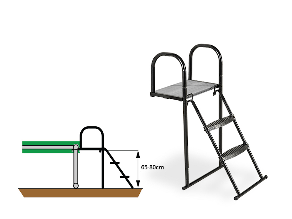 EXIT Plateforme de trampoline avec &eacute;chelle pour hauteur de cadre: de 65 &agrave; 80 cm