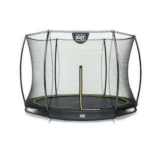 Trampoline de sol EXIT Silhouette Ø244cm avec filet de s&eacute;curit&eacute; - noir
