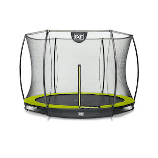 Trampoline de sol EXIT Silhouette ø244cm avec filet de s&eacute;curit&eacute; - vert