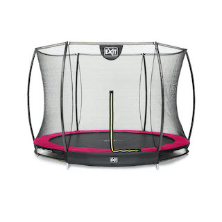 Trampoline de sol EXIT Silhouette Ø244cm avec filet de s&eacute;curit&eacute; - rose