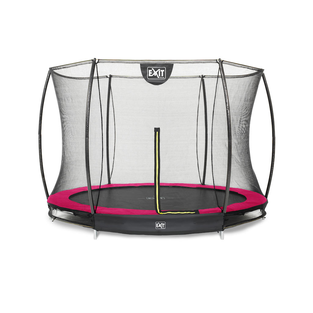 Trampoline enterré EXIT Silhouette ø244cm avec filet de sécurité - rose